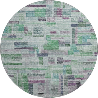 Piper Looms Mayfield Stripes AMF1090 Aloe Machine Washable Area Rug Round Main Image