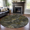 Piper Looms Mayfield Stripes AMF1090 Charcoal Machine Washable Area Rug Round Lifestyle Image Feature