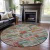 Piper Looms Mayfield Stripes AMF1090 Paprika Machine Washable Area Rug Round Lifestyle Image Feature
