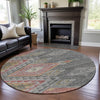 Piper Looms Mayfield Global AMF1091 Gray Machine Washable Area Rug Round Lifestyle Image Feature