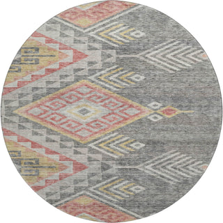 Piper Looms Mayfield Global AMF1091 Gray Machine Washable Area Rug Round Main Image
