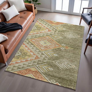Piper Looms Mayfield Global AMF1091 Green Machine Washable Area Rug Lifestyle Image Feature