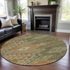 Piper Looms Mayfield Global AMF1091 Green Machine Washable Area Rug Round Lifestyle Image Feature