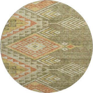 Piper Looms Mayfield Global AMF1091 Green Machine Washable Area Rug Round Main Image