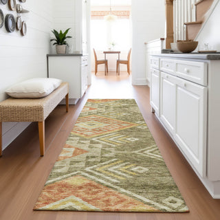 Piper Looms Mayfield Global AMF1091 Green Machine Washable Area Rug Runner Lifestyle Image Feature