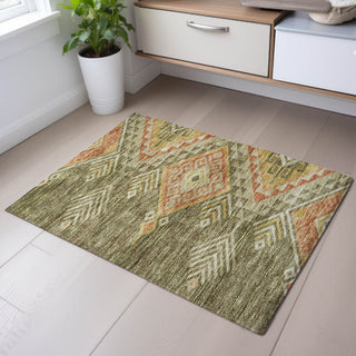 Piper Looms Mayfield Global AMF1091 Green Machine Washable Area Rug Scatter Lifestyle Image Feature