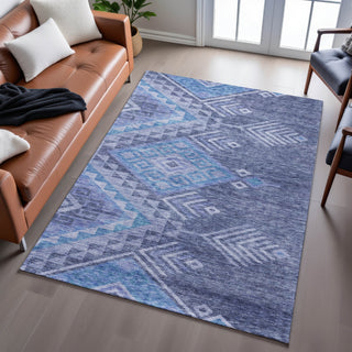 Piper Looms Mayfield Global AMF1091 Navy Machine Washable Area Rug Lifestyle Image Feature