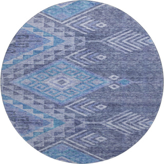 Piper Looms Mayfield Global AMF1091 Navy Machine Washable Area Rug Round Main Image