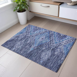 Piper Looms Mayfield Global AMF1091 Navy Machine Washable Area Rug Scatter Lifestyle Image Feature