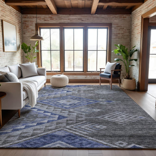 Piper Looms Mayfield Global AMF1091 Pewter Machine Washable Area Rug Lifestyle Image Feature