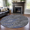Piper Looms Mayfield Global AMF1091 Pewter Machine Washable Area Rug Round Lifestyle Image Feature