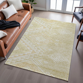 Piper Looms Mayfield Global AMF1091 Tan Machine Washable Area Rug Lifestyle Image Feature