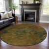 Piper Looms Mayfield Abstract AMF1093 Copper Machine Washable Area Rug Round Lifestyle Image Feature