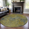 Piper Looms Mayfield Abstract AMF1093 Gold Machine Washable Area Rug Round Lifestyle Image Feature