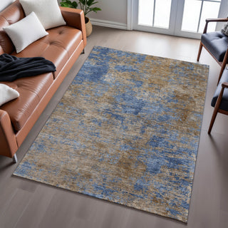 Piper Looms Mayfield Abstract AMF1093 Navy Machine Washable Area Rug Lifestyle Image Feature