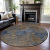 Piper Looms Mayfield Abstract AMF1093 Navy Machine Washable Area Rug Round Lifestyle Image Feature