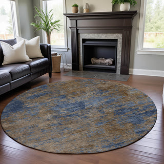 Piper Looms Mayfield Abstract AMF1093 Navy Machine Washable Area Rug Round Lifestyle Image Feature