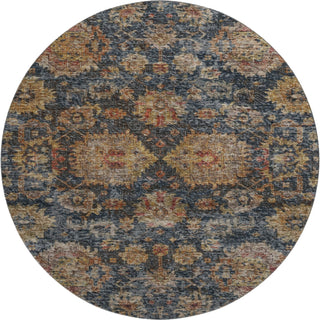 Piper Looms Mayfield Damask AMF1094 Navy Machine Washable Area Rug Round Main Image