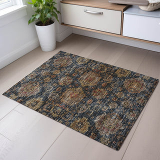 Piper Looms Mayfield Damask AMF1094 Navy Machine Washable Area Rug Scatter Lifestyle Image Feature