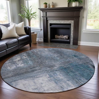 Piper Looms Mayfield Modern AMF1095 Blue Machine Washable Area Rug Round Lifestyle Image Feature