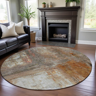 Piper Looms Mayfield Modern AMF1095 Copper Machine Washable Area Rug Round Lifestyle Image Feature