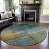 Piper Looms Mayfield Modern AMF1096 Blue Machine Washable Area Rug Round Lifestyle Image Feature
