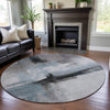 Piper Looms Mayfield Modern AMF1097 Blue Machine Washable Area Rug Round Lifestyle Image Feature