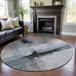 Piper Looms Mayfield Modern AMF1097 Blue Machine Washable Area Rug Round Lifestyle Image Feature