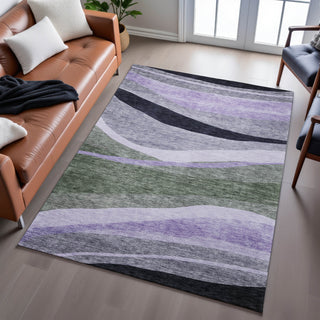 Piper Looms Mayfield Swirls AMF1098 Aloe Machine Washable Area Rug Lifestyle Image Feature