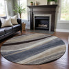 Piper Looms Mayfield Swirls AMF1098 Blue Machine Washable Area Rug Round Lifestyle Image Feature