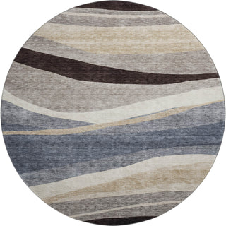Piper Looms Mayfield Swirls AMF1098 Blue Machine Washable Area Rug Round Main Image