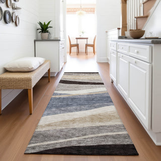 Piper Looms Mayfield Swirls AMF1098 Blue Machine Washable Area Rug Runner Lifestyle Image Feature