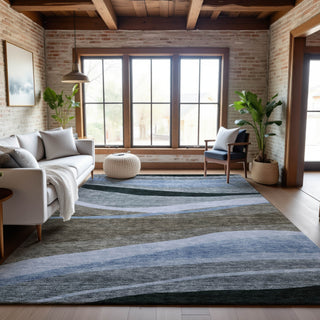 Piper Looms Mayfield Swirls AMF1098 Brown Machine Washable Area Rug Lifestyle Image Feature