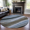 Piper Looms Mayfield Swirls AMF1098 Brown Machine Washable Area Rug Round Lifestyle Image Feature