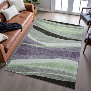 Piper Looms Mayfield Swirls AMF1098 Purple Machine Washable Area Rug Lifestyle Image Feature