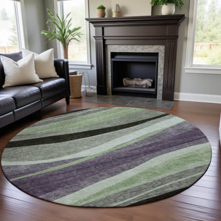 Piper Looms Mayfield Swirls AMF1098 Purple Machine Washable Area Rug Round Lifestyle Image Feature