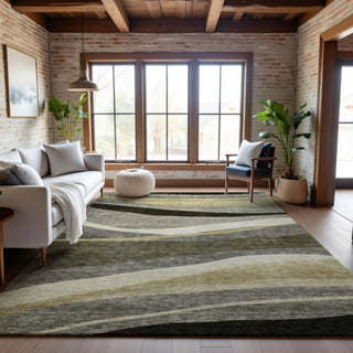 Piper Looms Mayfield Swirls AMF1098 Taupe Machine Washable Area Rug Lifestyle Image Feature