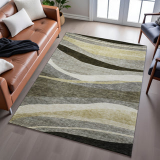 Piper Looms Mayfield Swirls AMF1098 Taupe Machine Washable Area Rug Lifestyle Image Feature