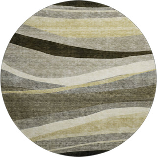 Piper Looms Mayfield Swirls AMF1098 Taupe Machine Washable Area Rug Round Main Image