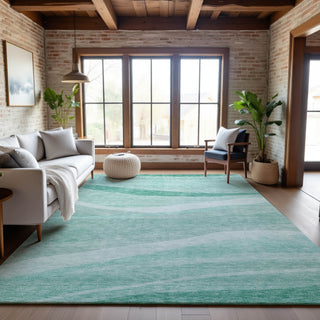 Piper Looms Mayfield Swirls AMF1099 Aqua Machine Washable Area Rug Lifestyle Image Feature