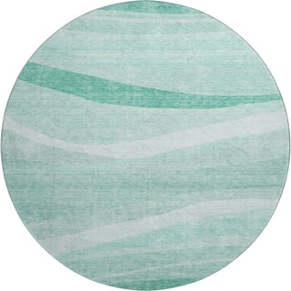 Piper Looms Mayfield Swirls AMF1099 Aqua Machine Washable Area Rug Round Main Image