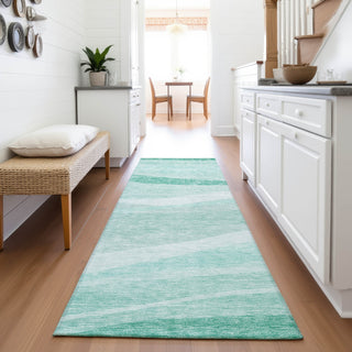 Piper Looms Mayfield Swirls AMF1099 Aqua Machine Washable Area Rug Runner Lifestyle Image Feature
