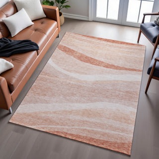 Piper Looms Mayfield Swirls AMF1099 Salmon Machine Washable Area Rug Lifestyle Image Feature