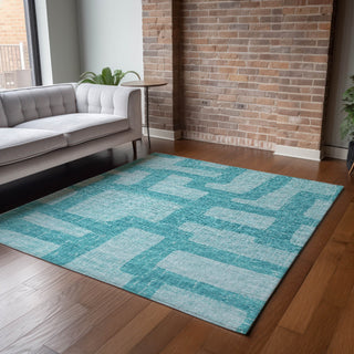 Piper Looms Mayfield Contemporary AMF110 Turquoise Machine Washable Area Rug Lifestyle Image Feature