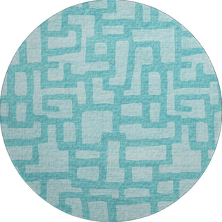 Piper Looms Mayfield Contemporary AMF110 Turquoise Machine Washable Area Rug Round Main Image