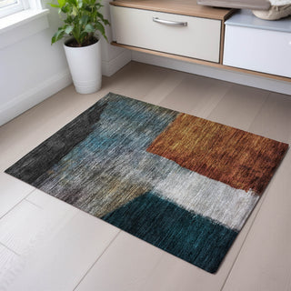 Piper Looms Mayfield Squares AMF1100 Copper Machine Washable Area Rug Scatter Lifestyle Image Feature