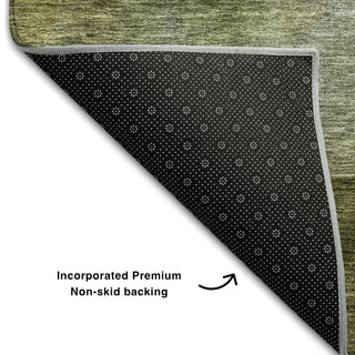 Piper Looms Mayfield Squares AMF1100 Green Machine Washable Area Rug Backing Image