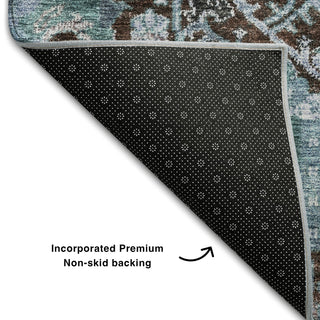 Piper Looms Mayfield Damask AMF1101 Chocolate Machine Washable Area Rug Backing Image