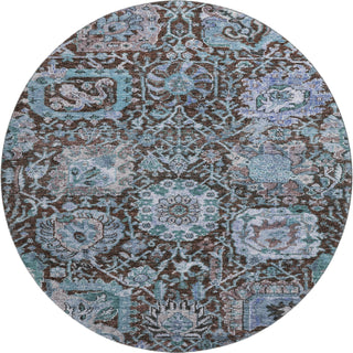 Piper Looms Mayfield Damask AMF1101 Chocolate Machine Washable Area Rug Round Main Image