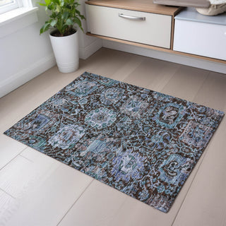 Piper Looms Mayfield Damask AMF1101 Chocolate Machine Washable Area Rug Scatter Lifestyle Image Feature